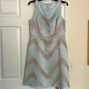 Adrianna Papell Light Blue and Nude dress with Beading